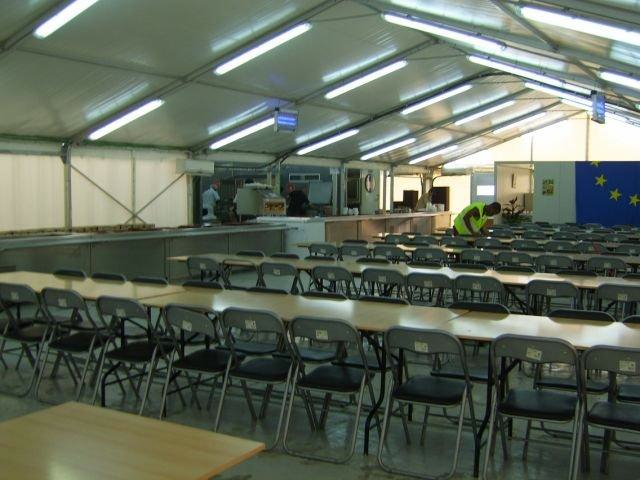 dining hall set up inside structure
