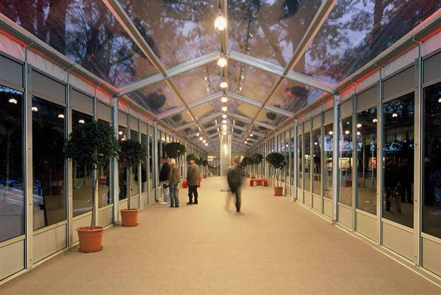 tunnel structure with glass walling and clear roof